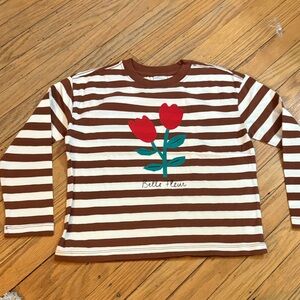 Hanna Andersson* Brown and White Striped Kids Shirt